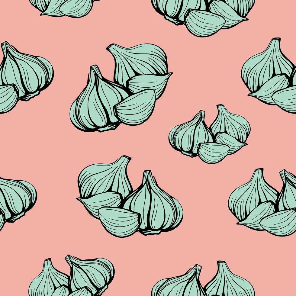 Garlic seamless  pattern. vector illustration