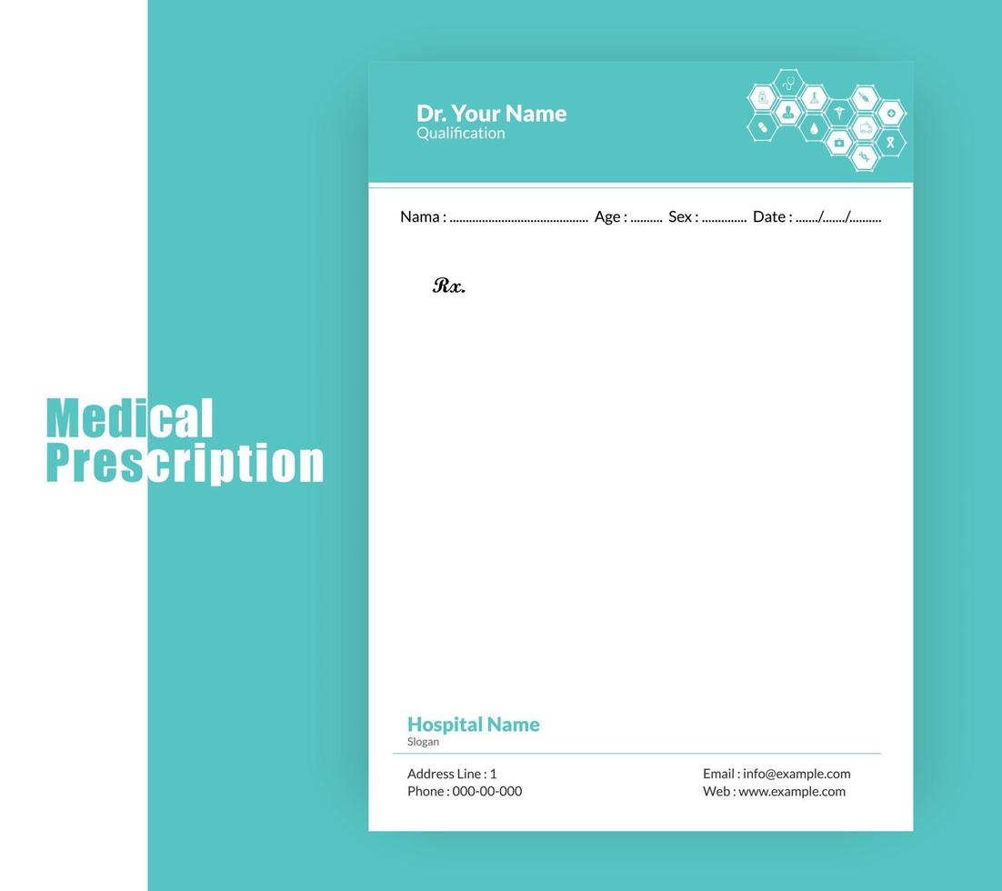 Medical prescription template vector