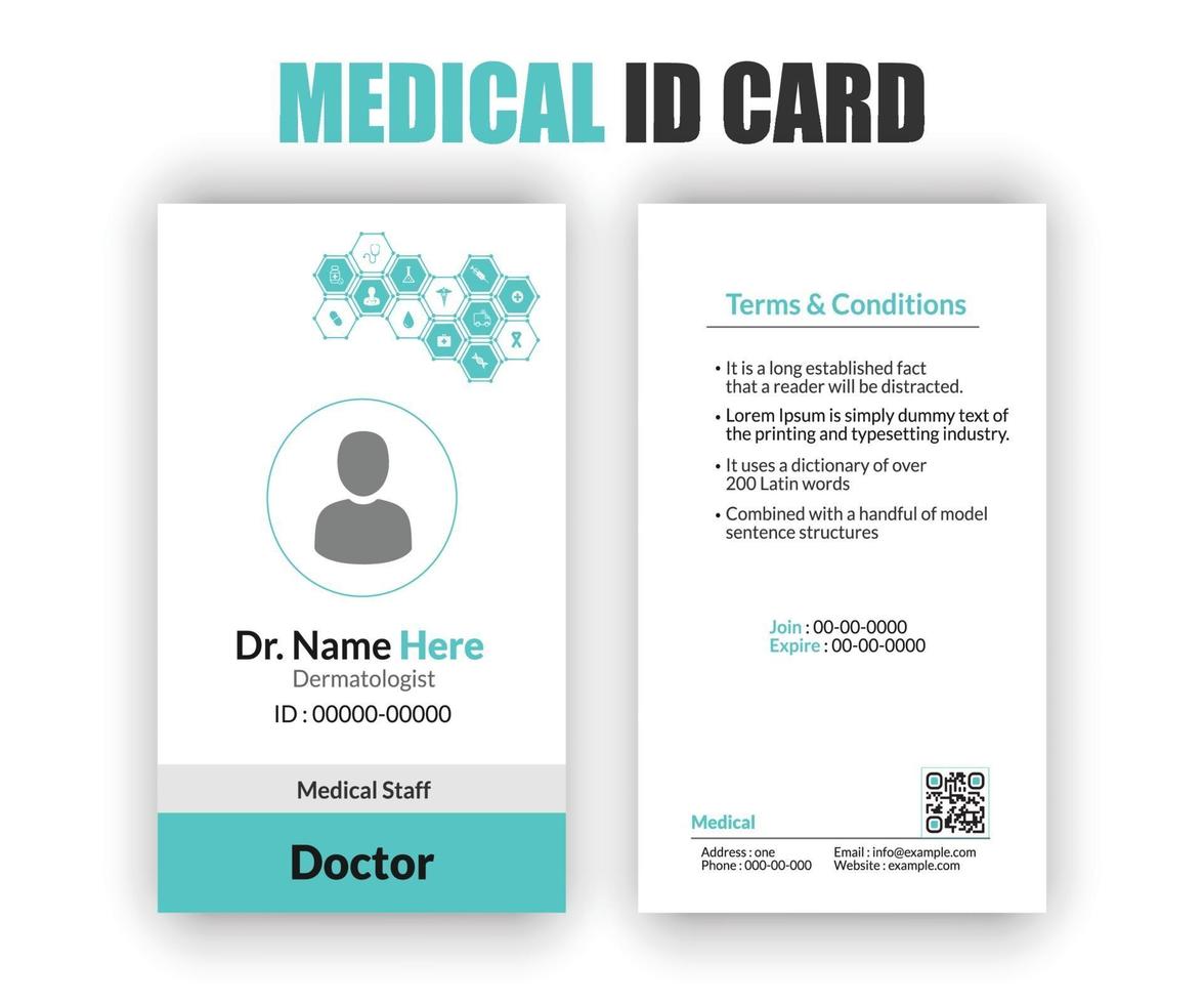 tarjeta de identificación médica vector