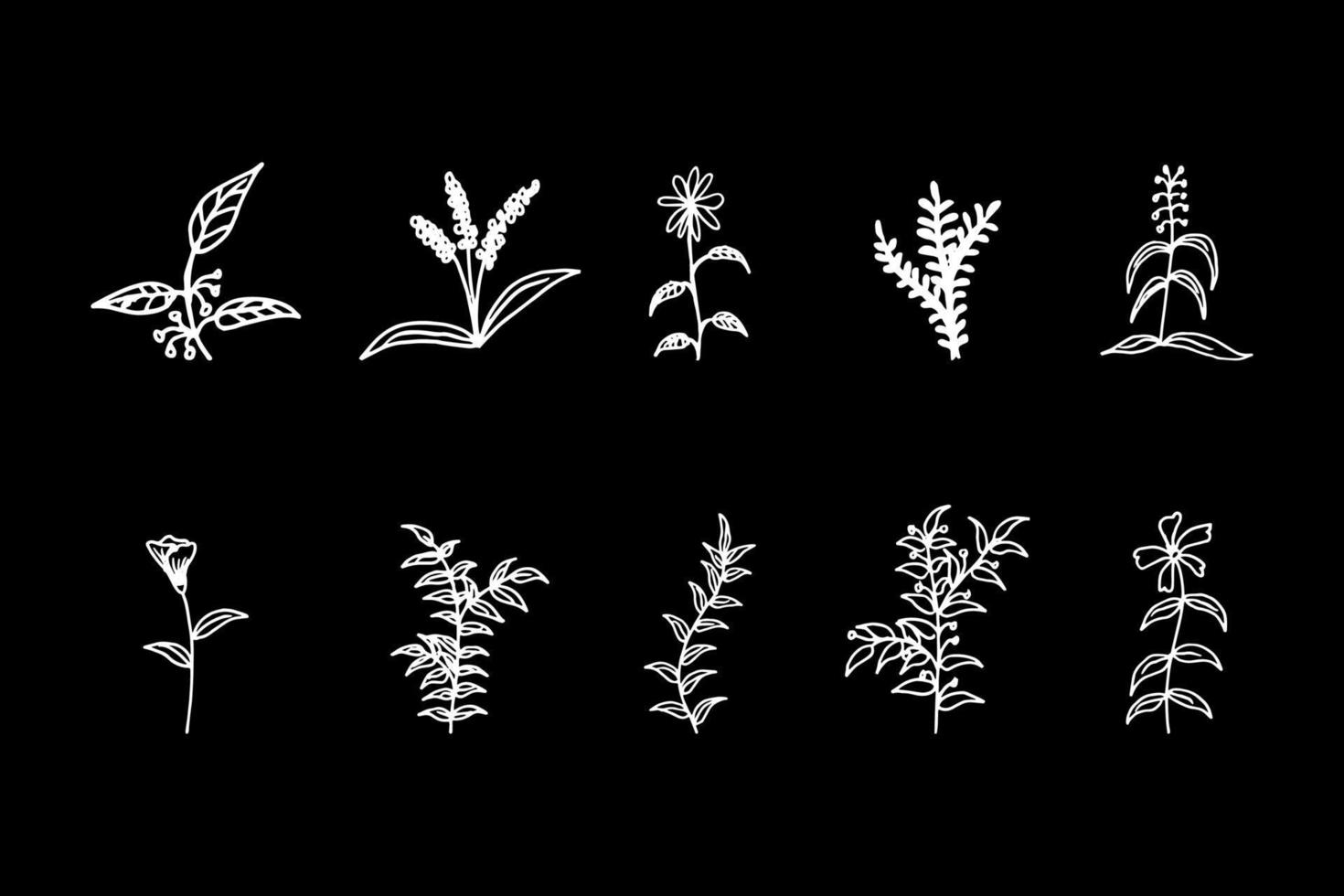 Set of simple doodles of flowers vector