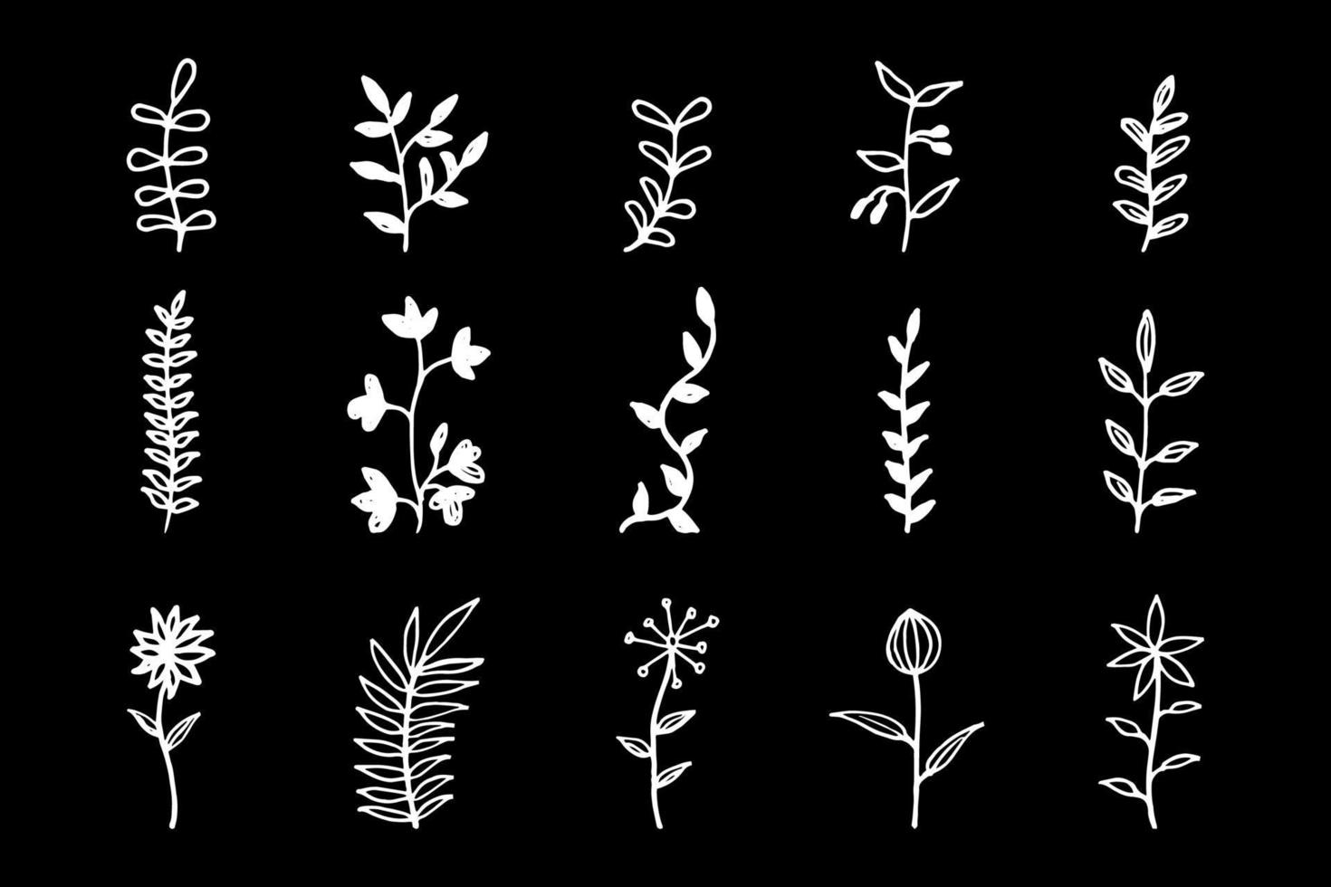 Set of simple doodles of flowers vector