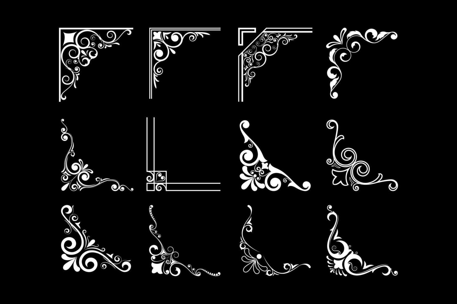 Set of mixed border corners and floral classical decorations vector