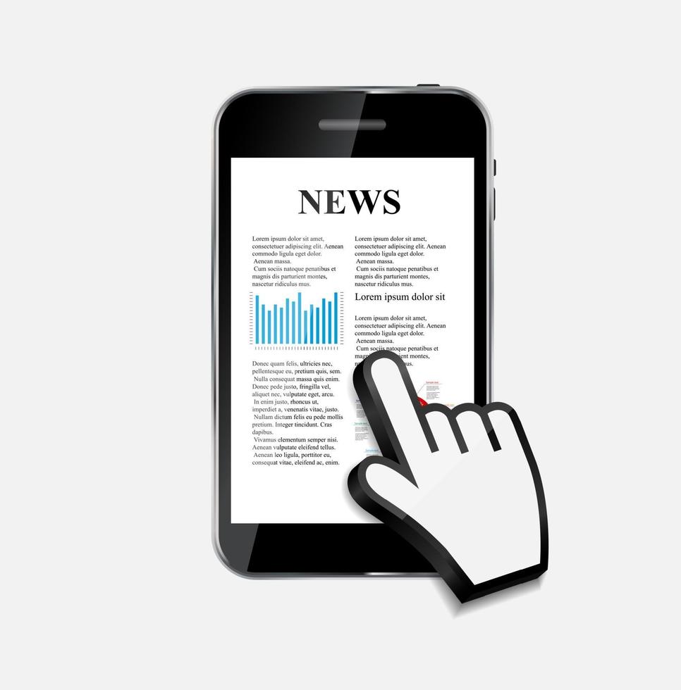 Abstract Design Mobile Phone with News Concept. Vector Illustrat