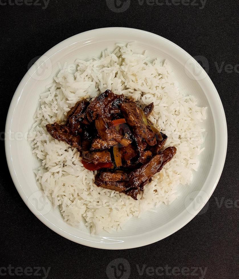 Traditional fresh Asian curry with meat photo