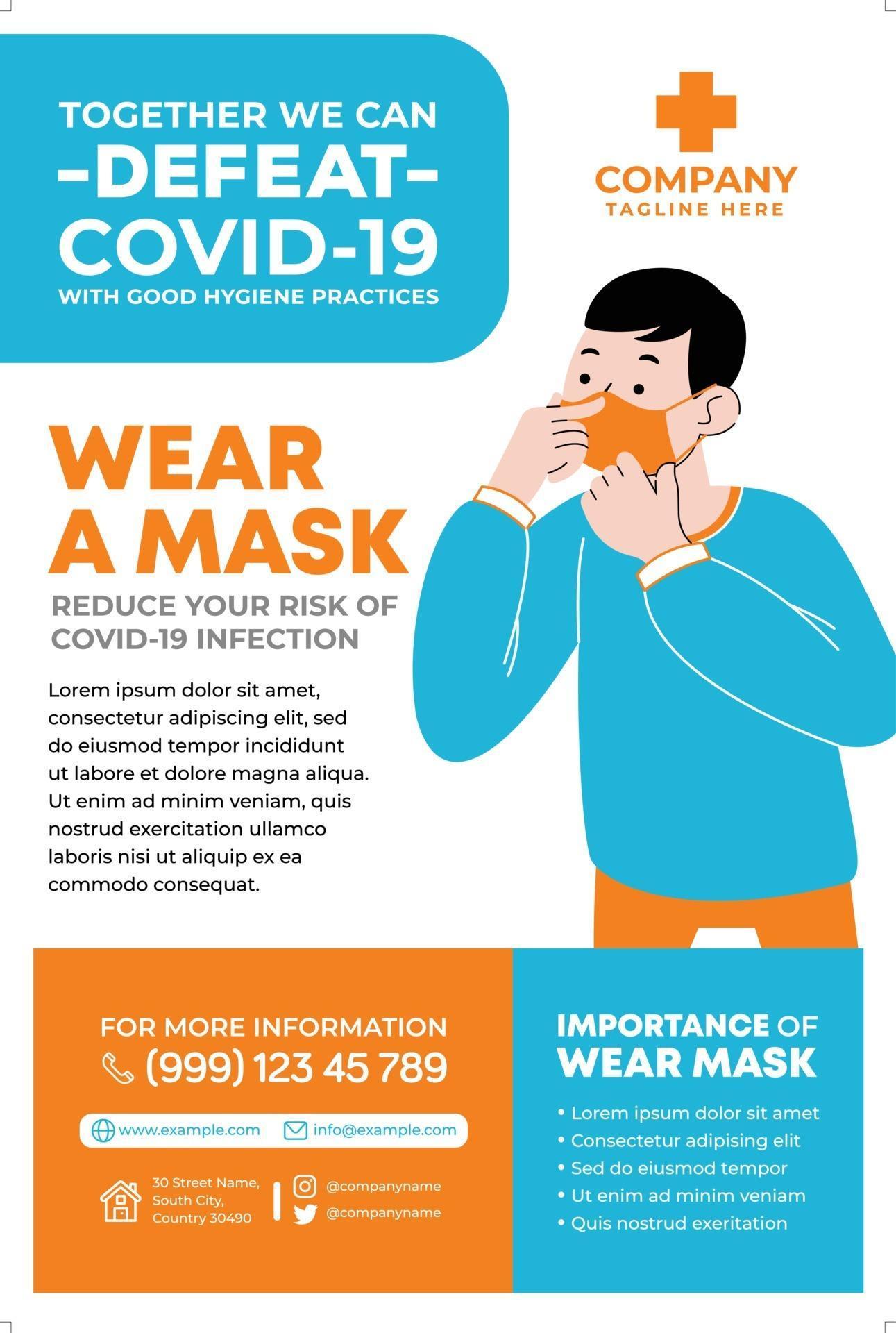 wear a mask poster print templates 3078066 Vector Art at Vecteezy