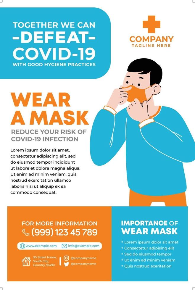 wear a mask poster print templates vector