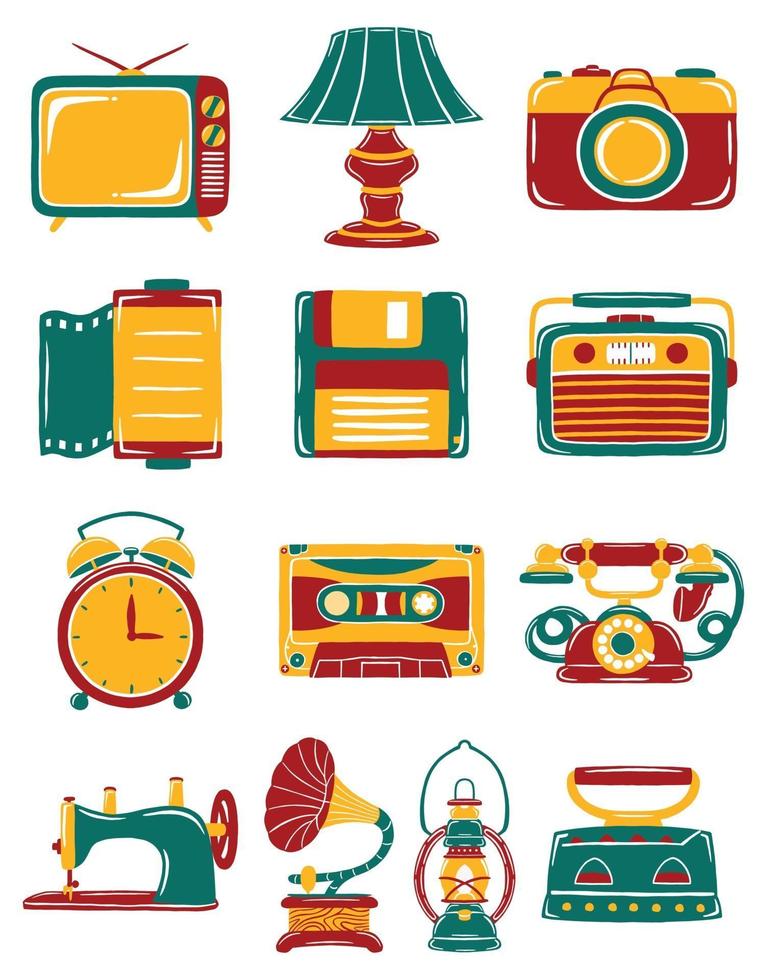 vintage stuff in flat design style vector
