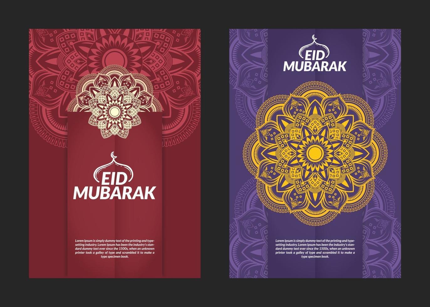 Eid Mubarak Mandala Pattern Flyers Design vector