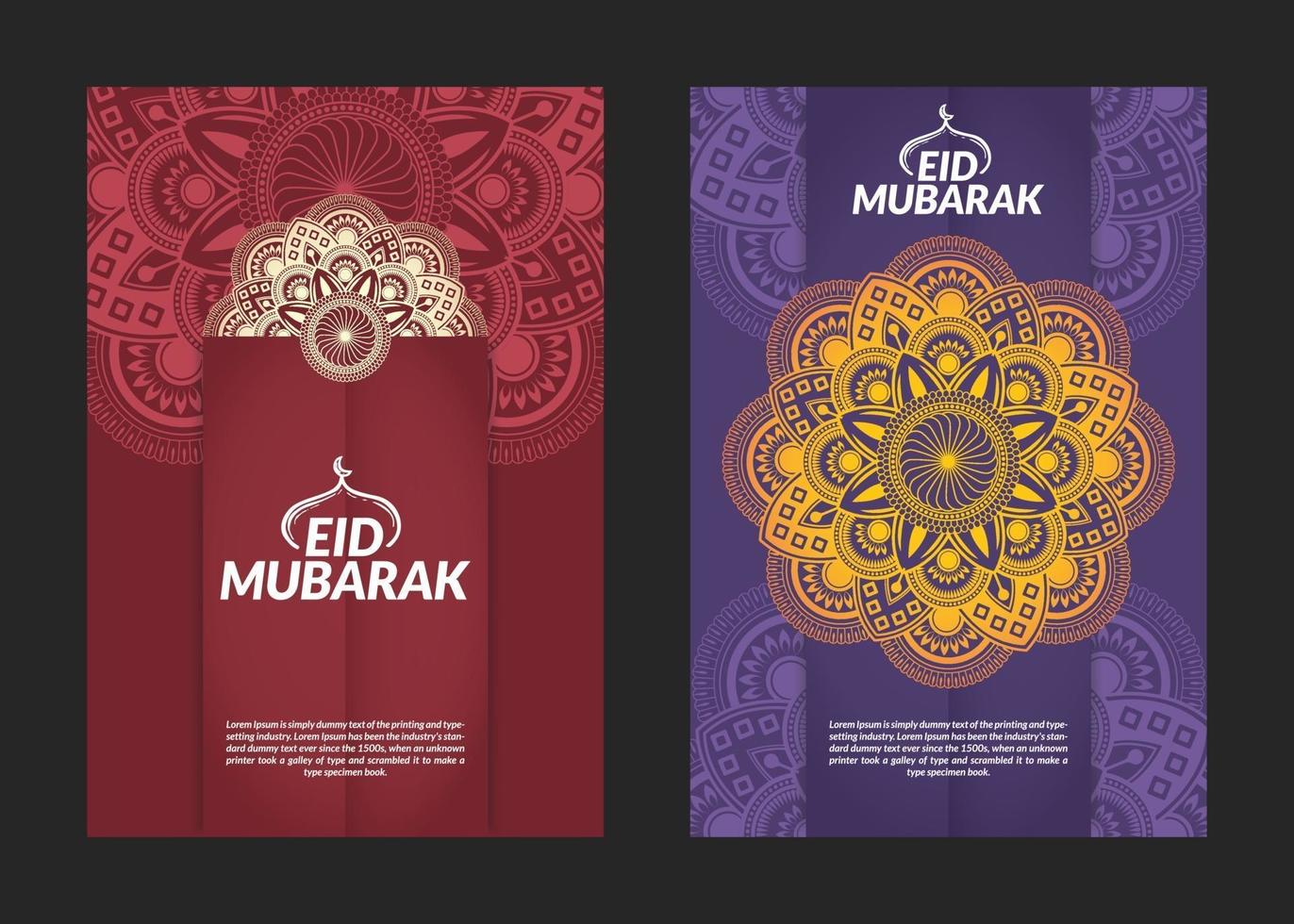 Eid Mubarak Mandala Pattern Flyers Design vector