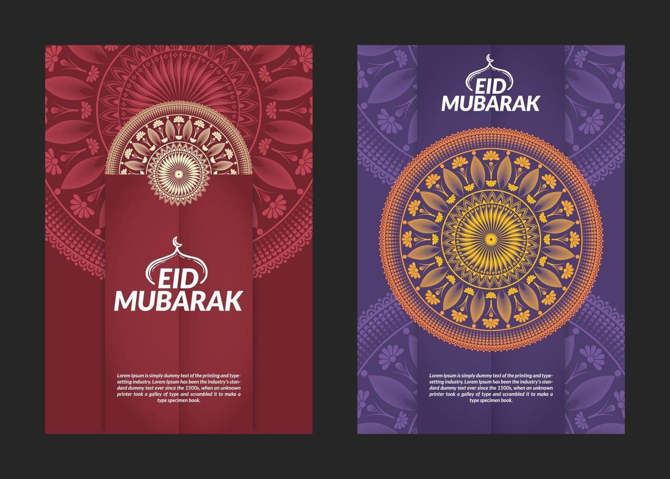 Eid Mubarak Mandala Pattern Flyers Design vector