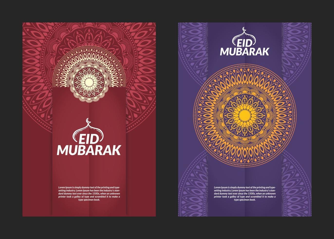 diseño de folletos de patrón de mandala de eid mubarak vector