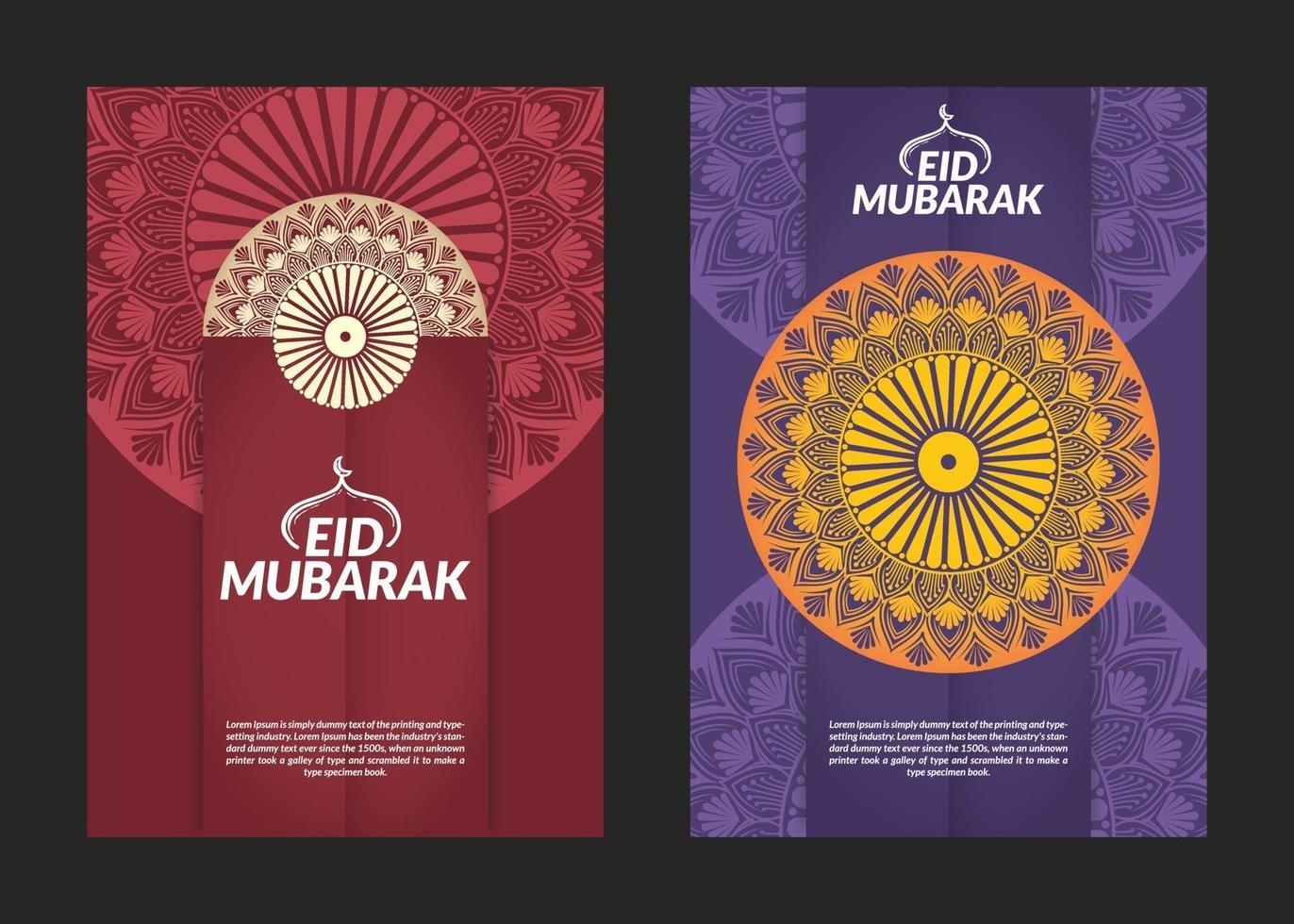 Eid Mubarak Mandala Pattern Flyers Design vector