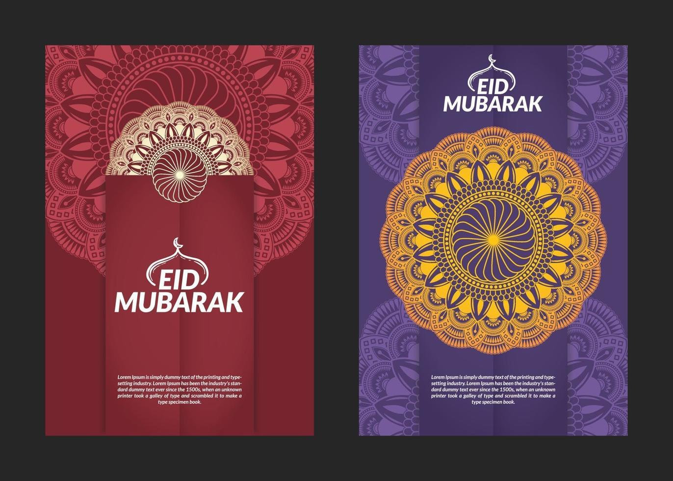 Eid Mubarak Mandala Pattern Flyers Design vector