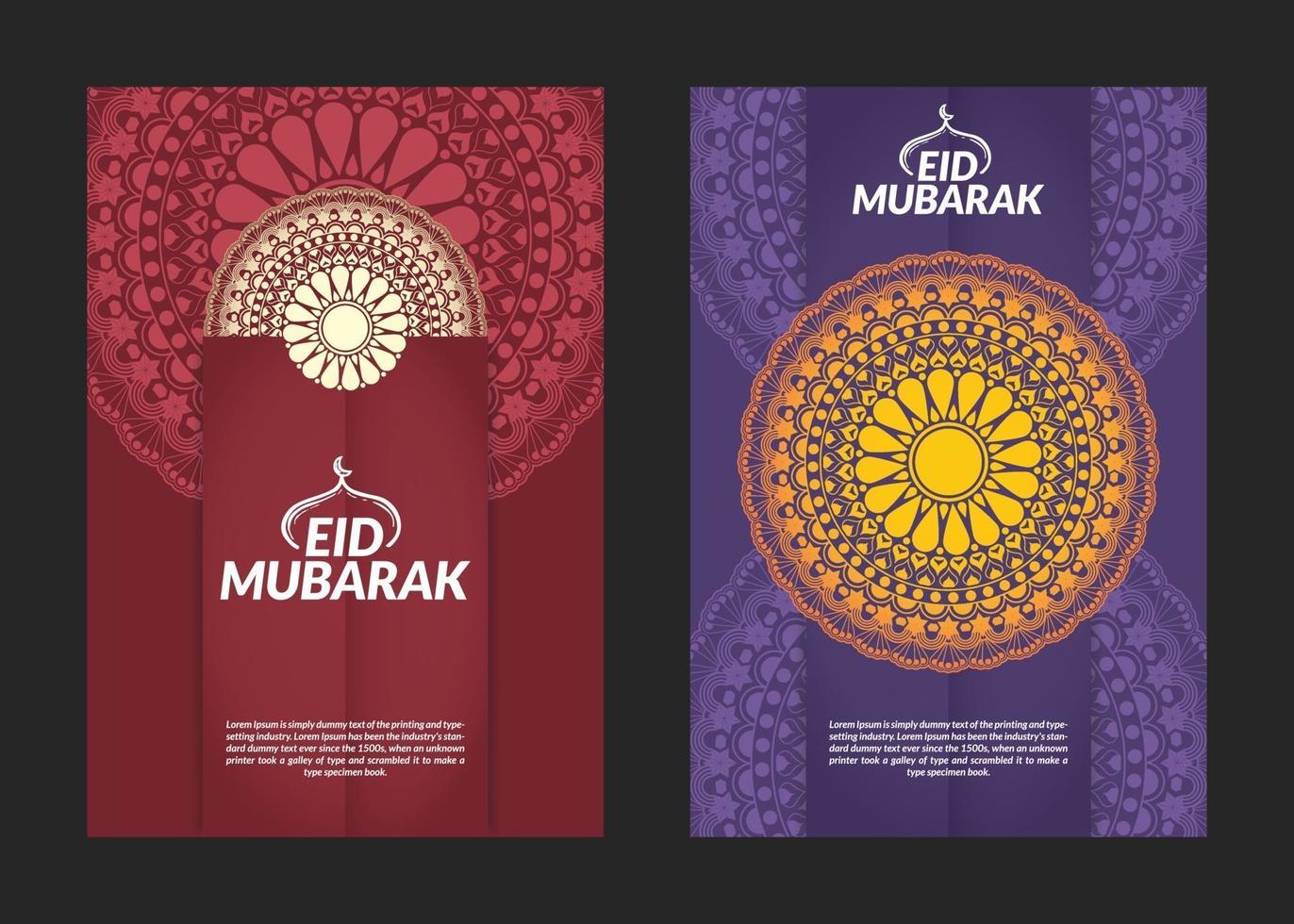 Eid Mubarak Mandala Pattern Flyers Design vector