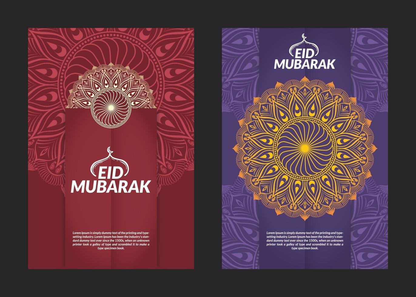 Eid Mubarak Mandala Pattern Flyers Design vector