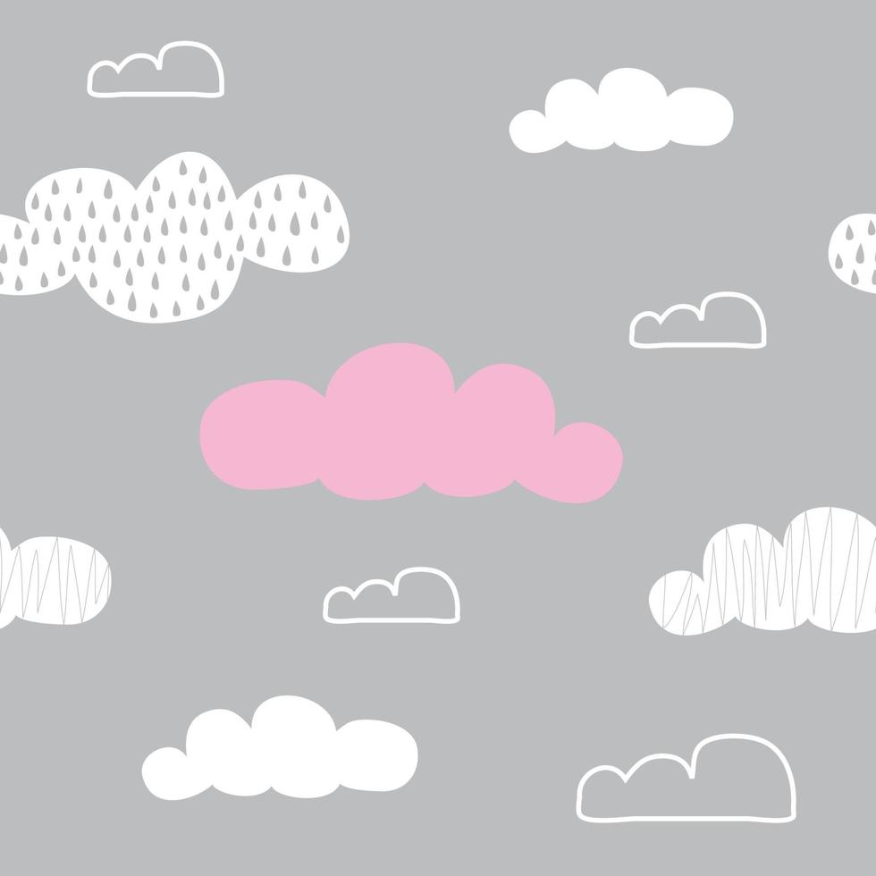 lindo patrón de nubes con fondo gris vector