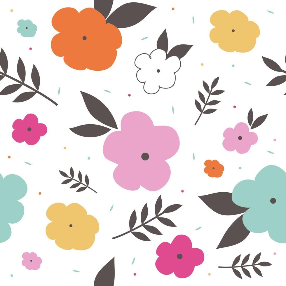 colorful flower pattern with leaf and small circle vector