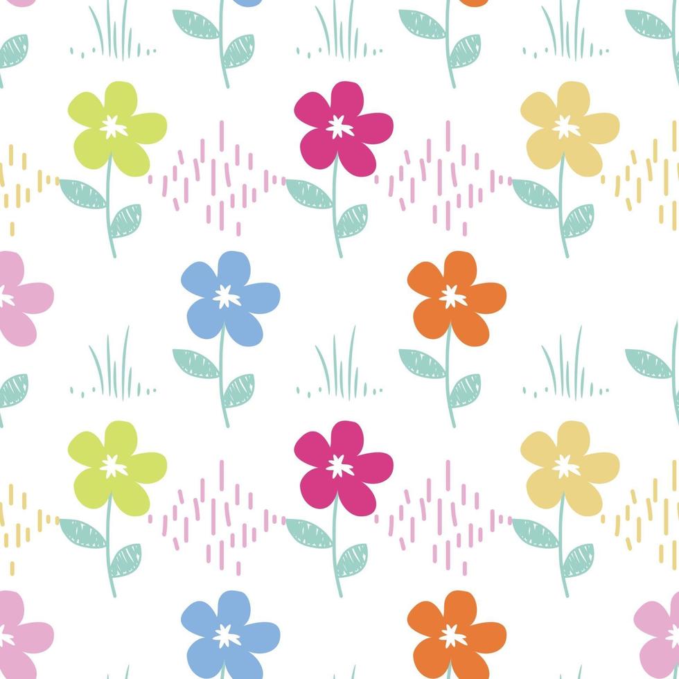 colorful flower pattern for fabric vector