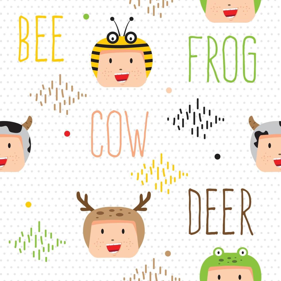 cute animal head pattern vector