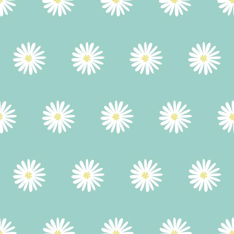 cute small white flower pattern with green background vector