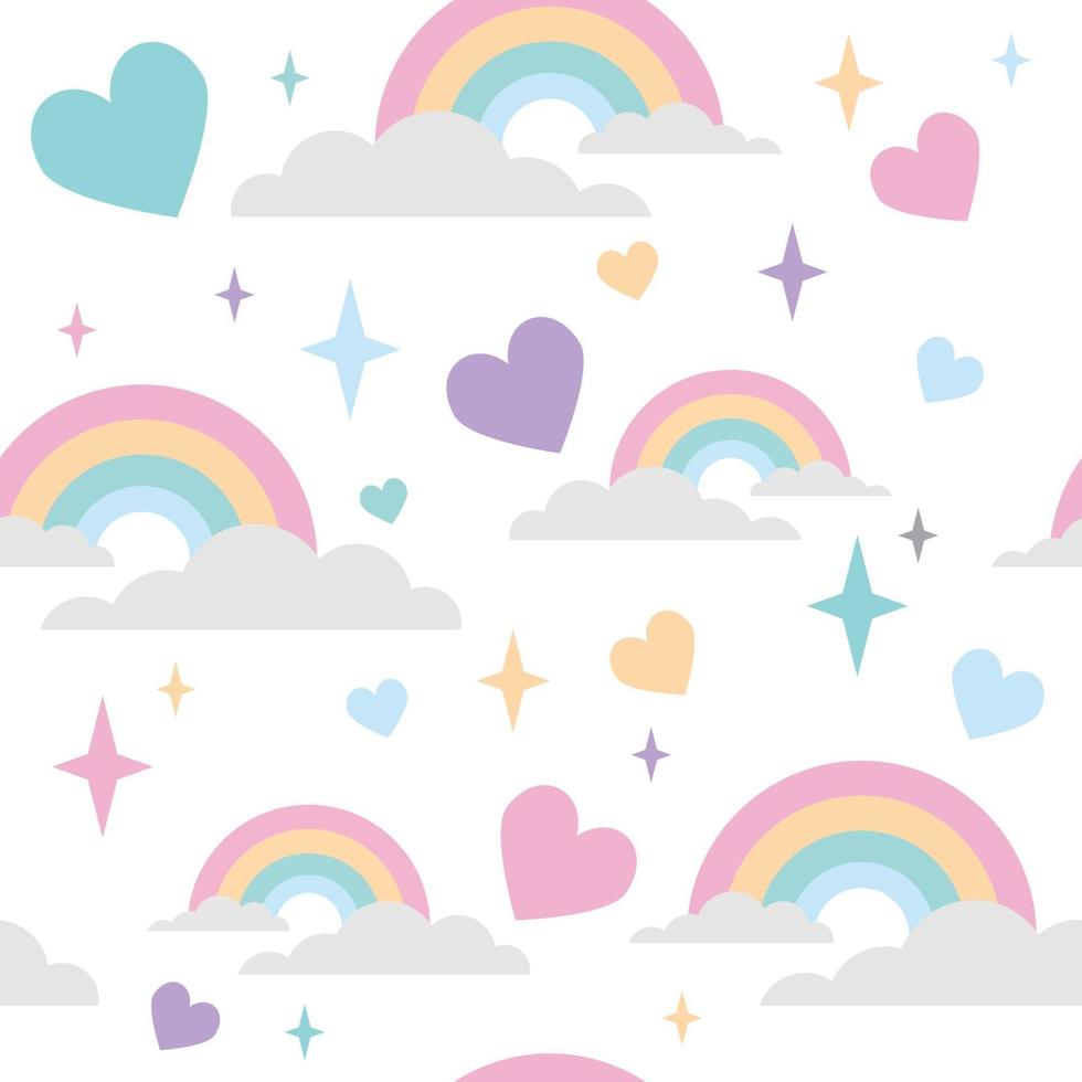 rainbow pattern with love heart and star ornament vector