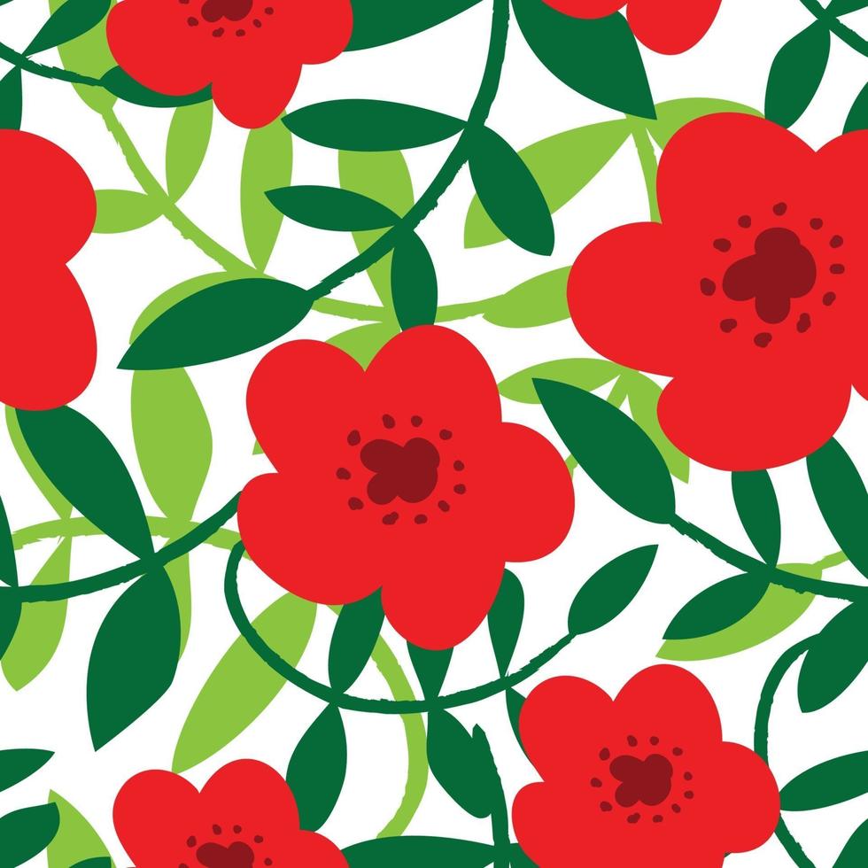 cute red flower pattern for fabric vector