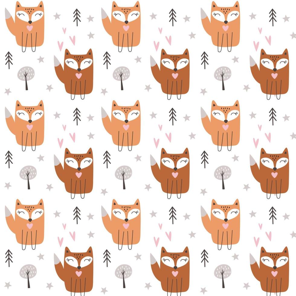 Seamless pattern with christmas fox. Vector