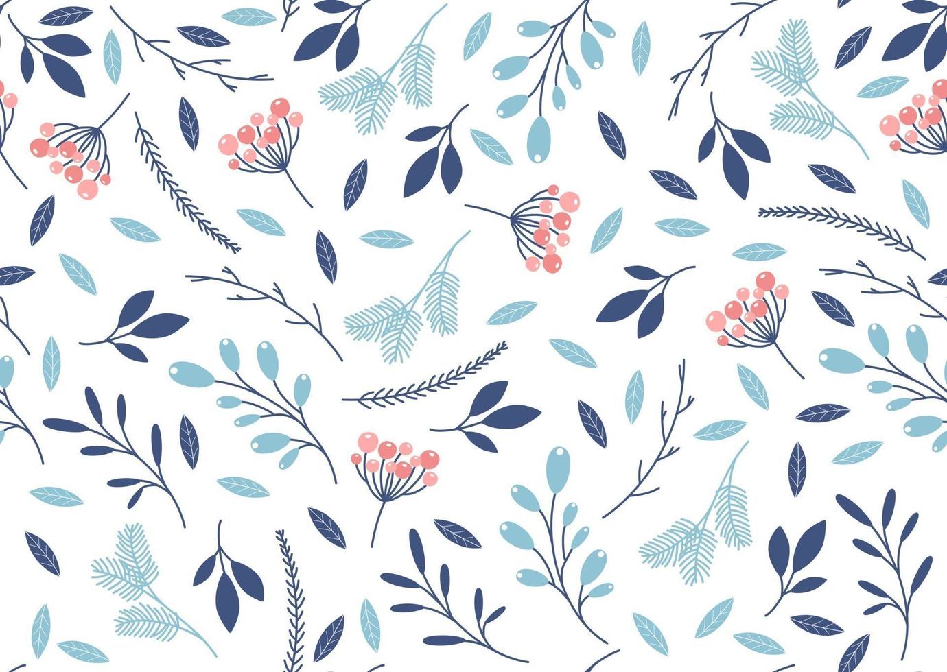 Floral pattern with flowers and leaves.  Vector