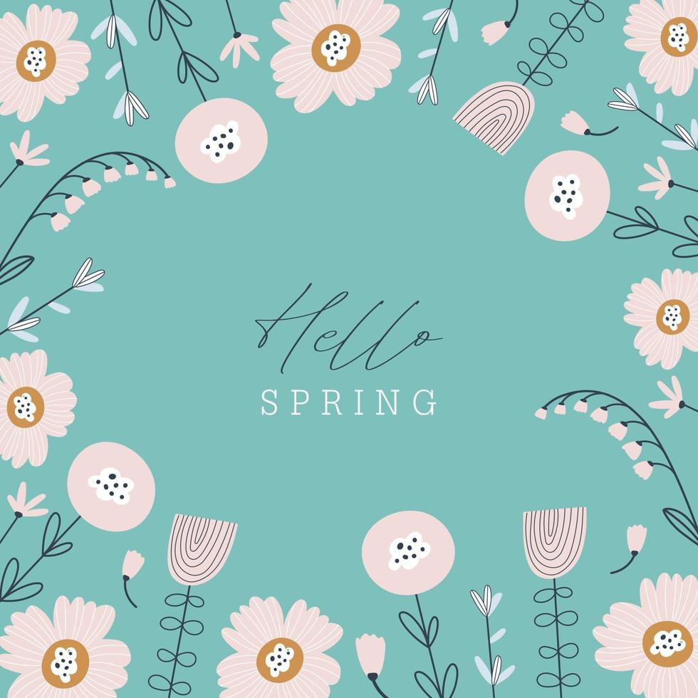 Hello spring greeting card.  Vector