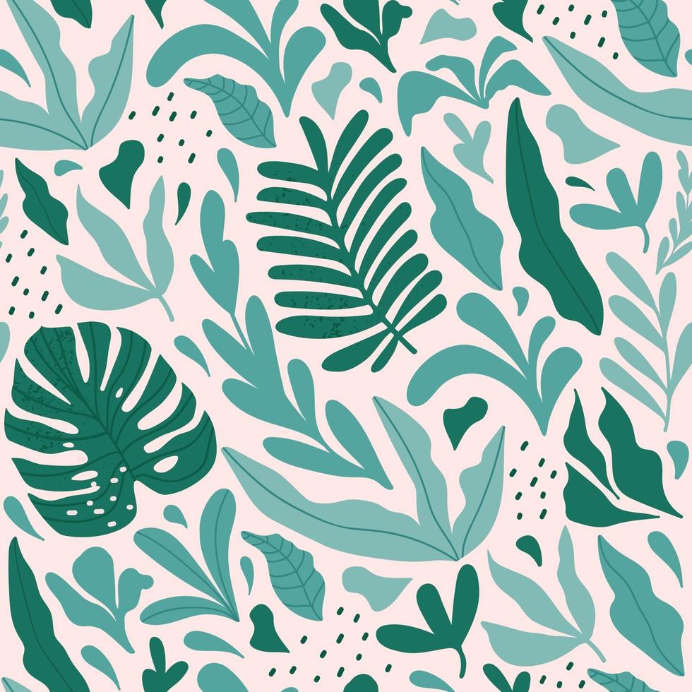 Tropical seamless pattern with monstera and exotic leaves. Vector