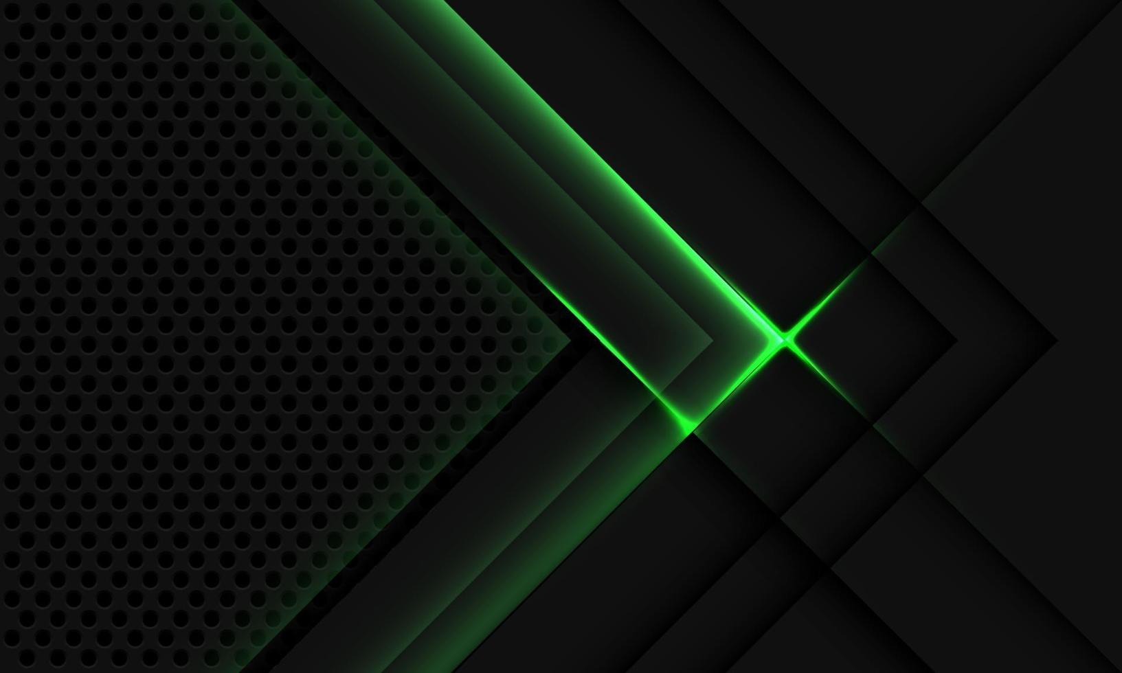 Abstract grey metallic overlap green light circle mesh vector