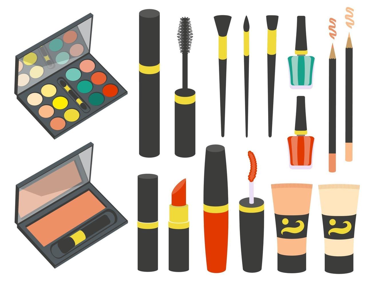 Set of Cosmetics Icons in Flat Style vector