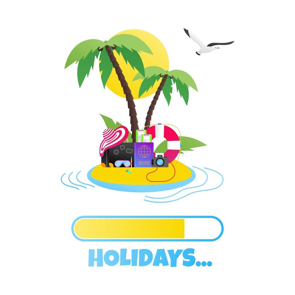 vacaciones de verano vacaciones tropicales viajes diseño de estilo plano. vector