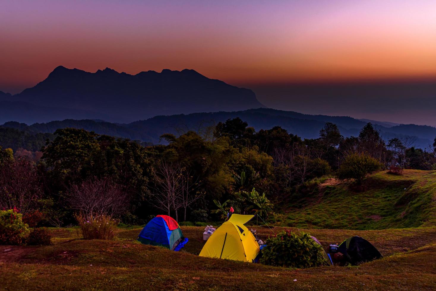 Tourist tent on the hill at San Pa Kia in Chiang mai, Thailand photo