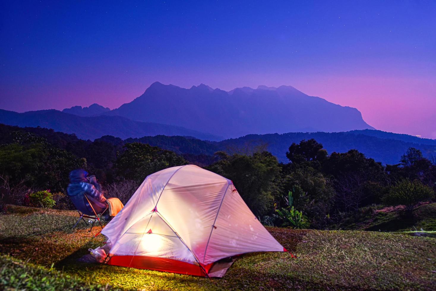 Tourist tent on the hill at San Pa Kia in Chiang mai, Thailand photo
