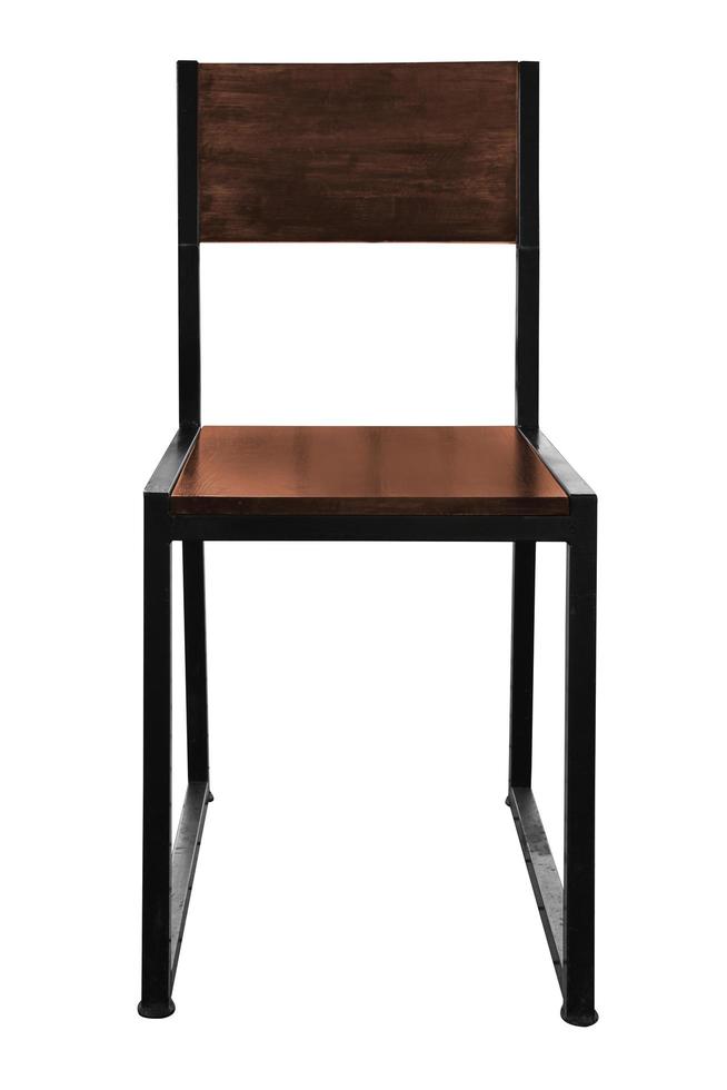 Wooden steel legs simplistic chair isolated on white background photo