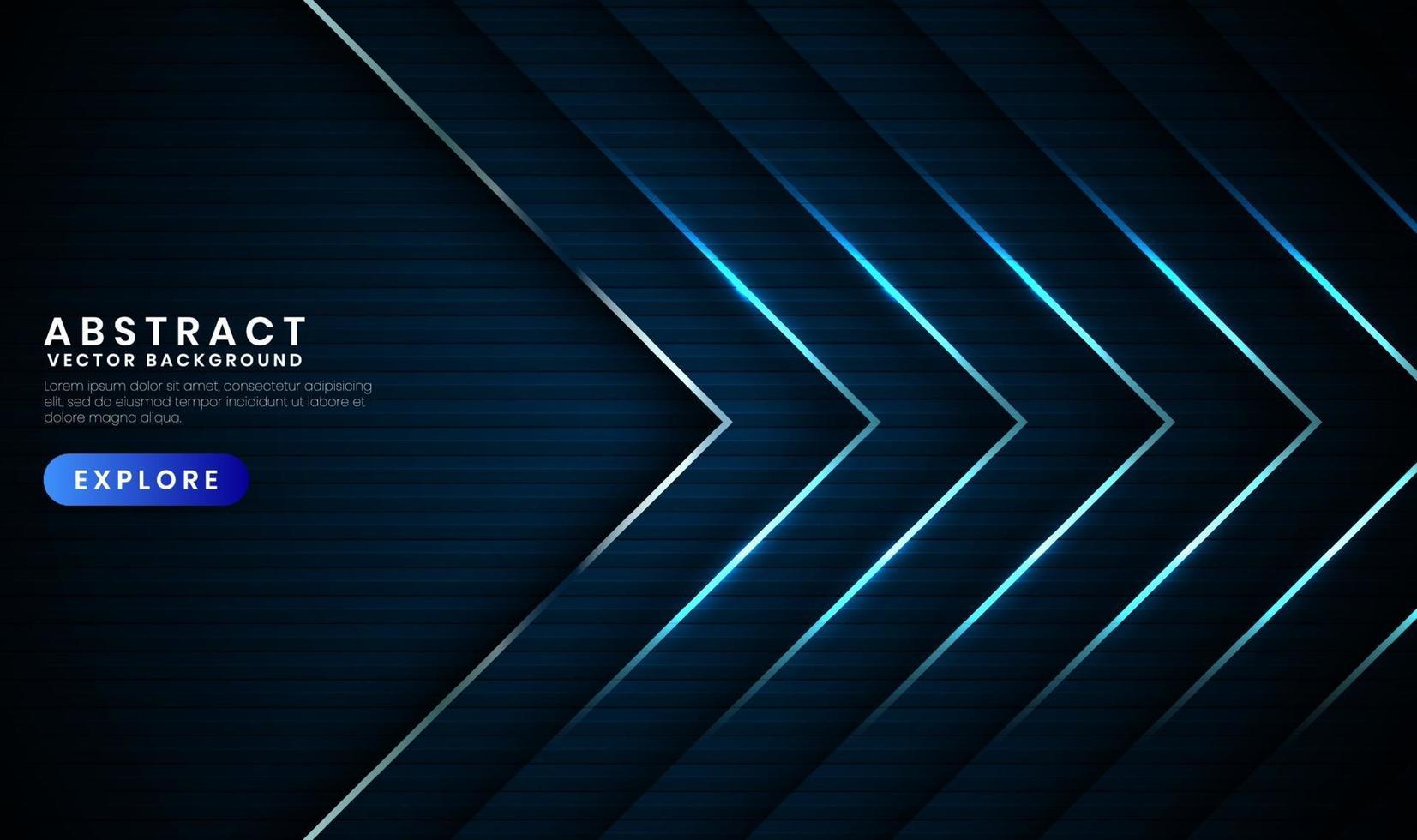 Geometric navy blue 3d abstract background with metallic lines effect vector