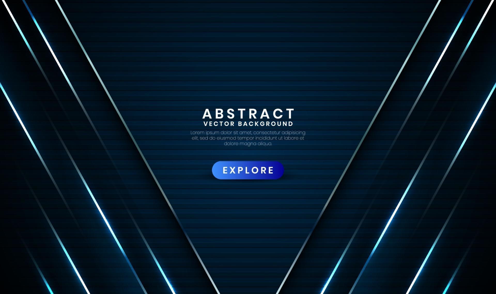 Geometric navy blue 3d abstract background with metallic lines effect