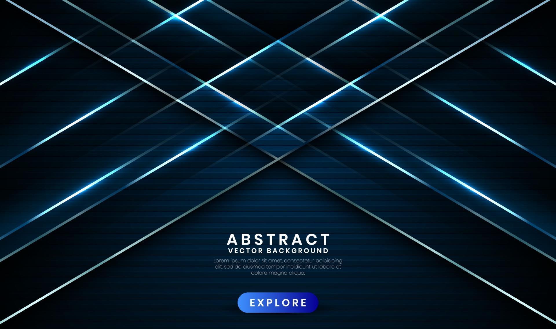 Geometric navy blue 3d abstract background with metallic lines effect