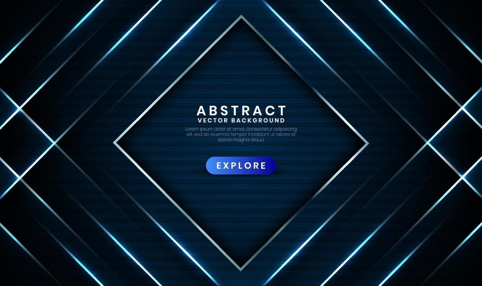 Geometric navy blue 3d abstract background with metallic lines effect vector