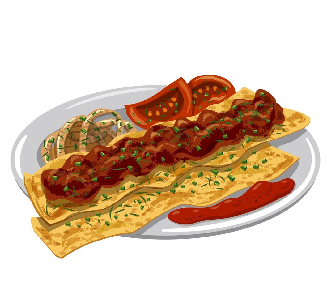 traditional turkish adana kebab vector