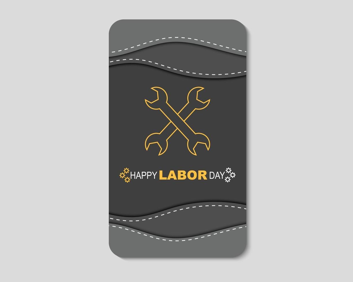 Happy Labor Day Simple Greeting Phone Template vector