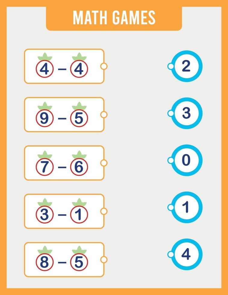 juego infantil educativo preescolar, hoja de trabajo de matemáticas imprimible vector