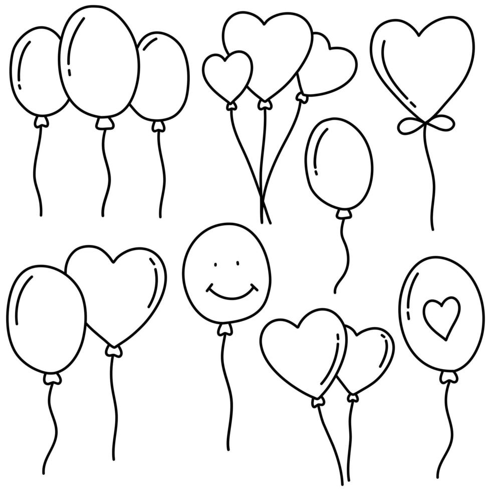 Set of Doodle Balloons vector