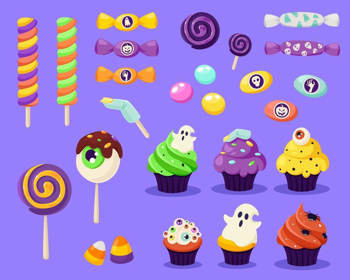 Happy Halloween. Set of creepy sweets and candies. vector