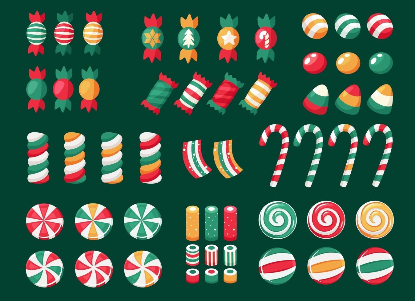Merry Christmas. Big set of christmas sweets and candies vector