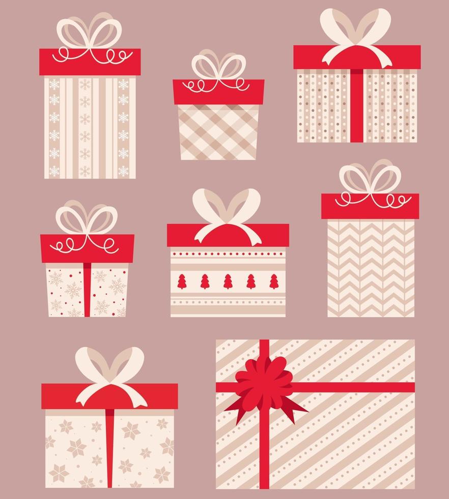 Present boxes collection. Christmas gifts. vector