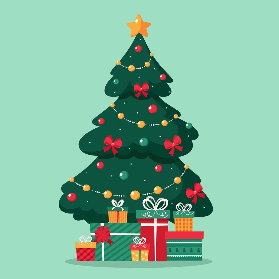 Christmas tree with presents. Merry christmas. vector