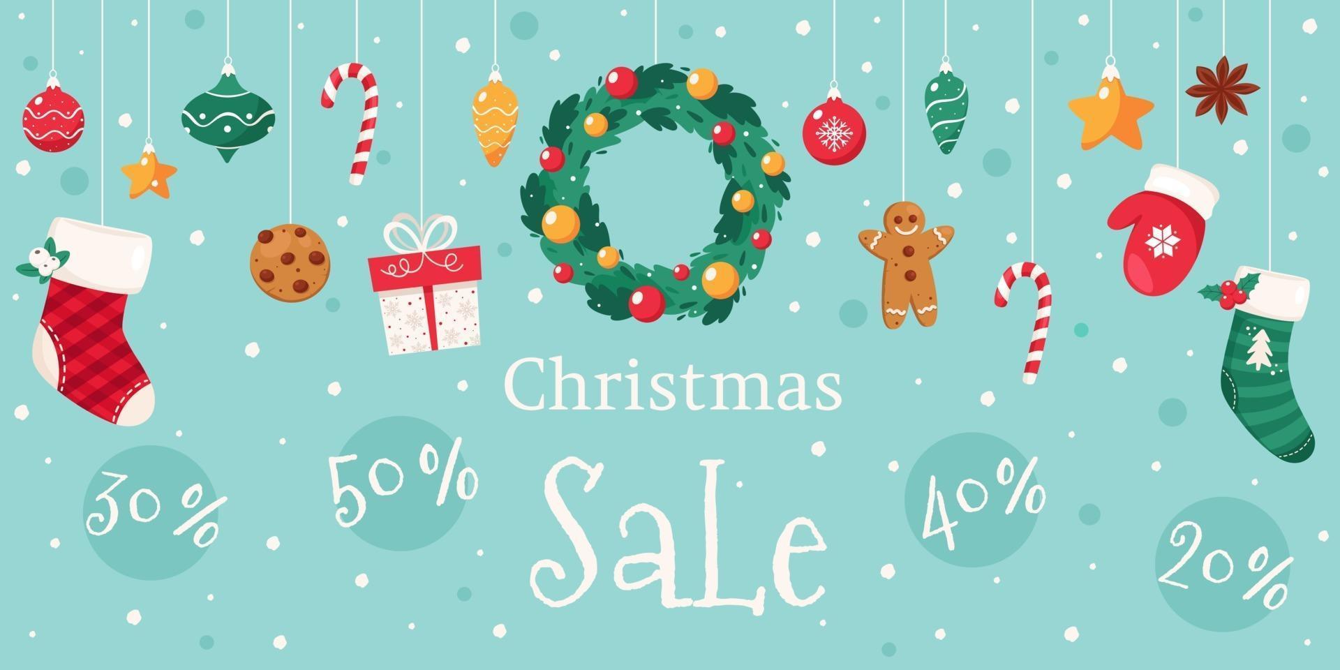 Christmas sale. Merry Christmas decorations collection. vector