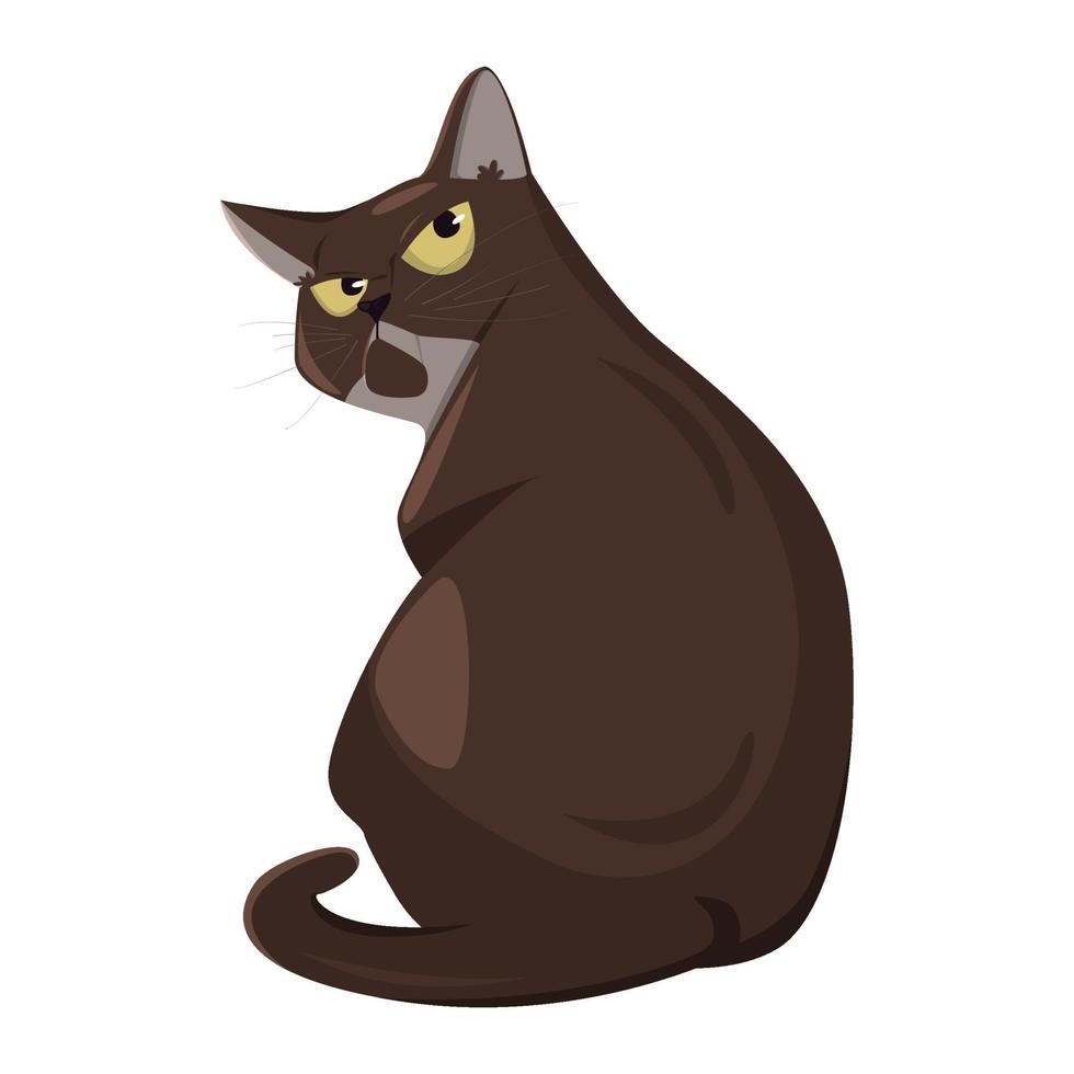 Realistic angry black cat on a white background - Vector